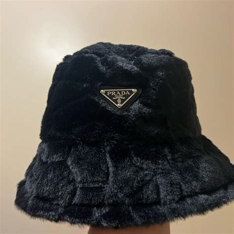 red prada bucket hat|Prada fluffy hat.